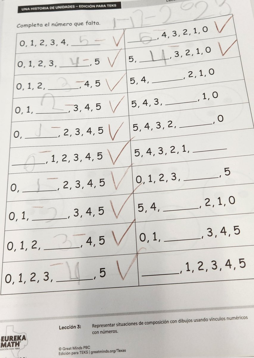 IngridCastelo87's tweet photo. My ๐ผ's were excited about their @eureka_math fluency practice this week. Sprints! They order numbers to 5. After Ss exchange booklets and graded each other's work. They understood the assignment ๐ค๐๐ผ @Vardeman_AISD @AldineISD @Mrssmart615 @MrVaassen #iteachKinder #MathSmarties https://t.co/t76Kkh9MXn