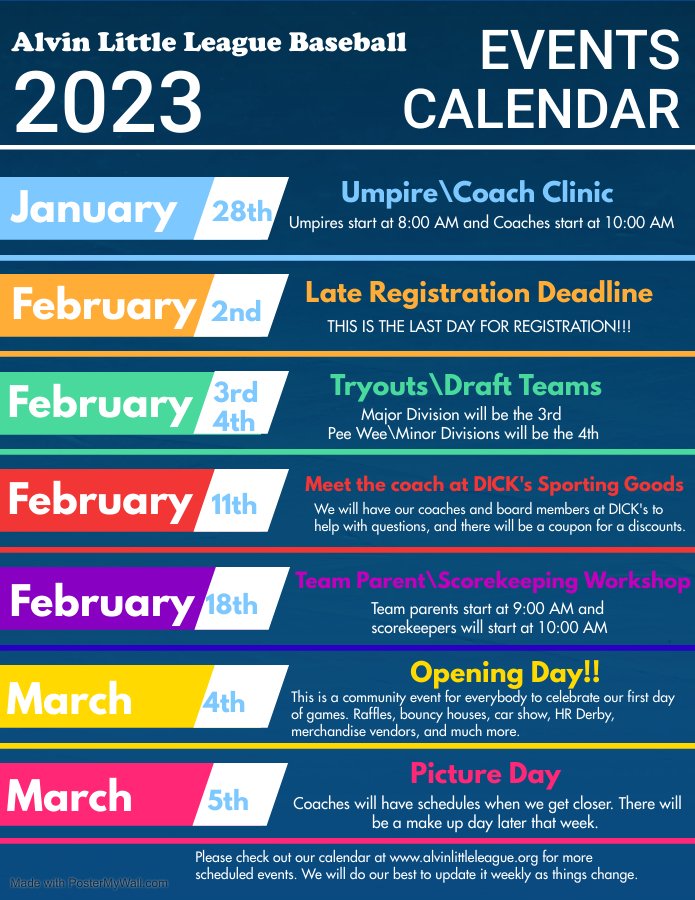 alvinLLbaseball's tweet photo. Check out our calendar of events! https://t.co/fhcydYIQQn