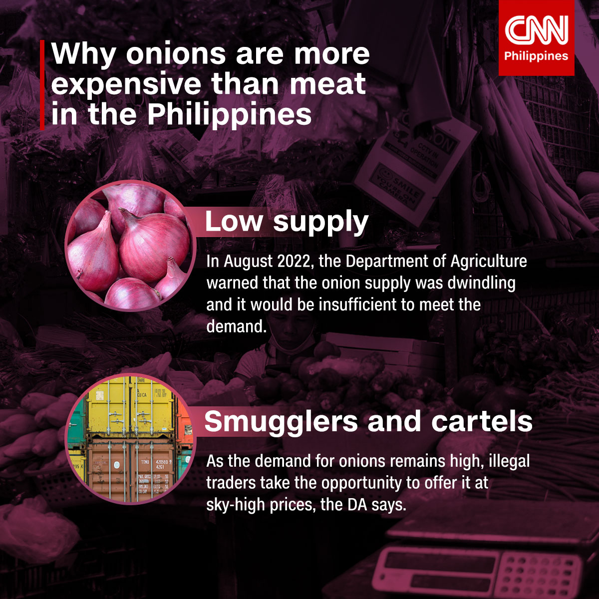 newswatchplusph's tweet photo. In the Philippines, a kilogram of onion is about two to three times more expensive than chicken and pork. Why is the price of onion so high?

Read more: https://t.co/kQhRmIeZmy https://t.co/BRwW0Djgsb