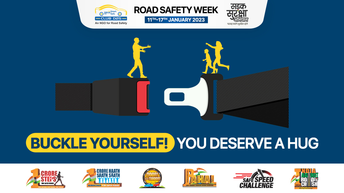 ClubD2S's tweet photo. Buckle up! No excuses.
Feel the sense of safety that comes from the embrace of a seat belt.
This #RoadSafetyWeek let’s pledge we will always buckle it up, no matter whether we are going near or far.
Take a Pledge:
https://t.co/2siS7Vj0XH
#SadakSurakshaJeevanRaksha #ClubD2S https://t.co/0ImJJusqMH