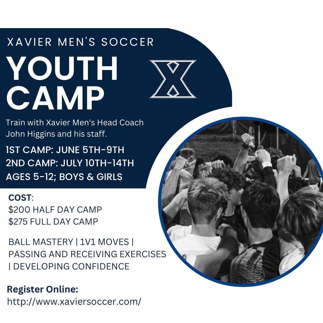 XUSoccerCamps's tweet photo. Youth camp dates are set and link is now LIVE! https://t.co/ksv56OXpl4