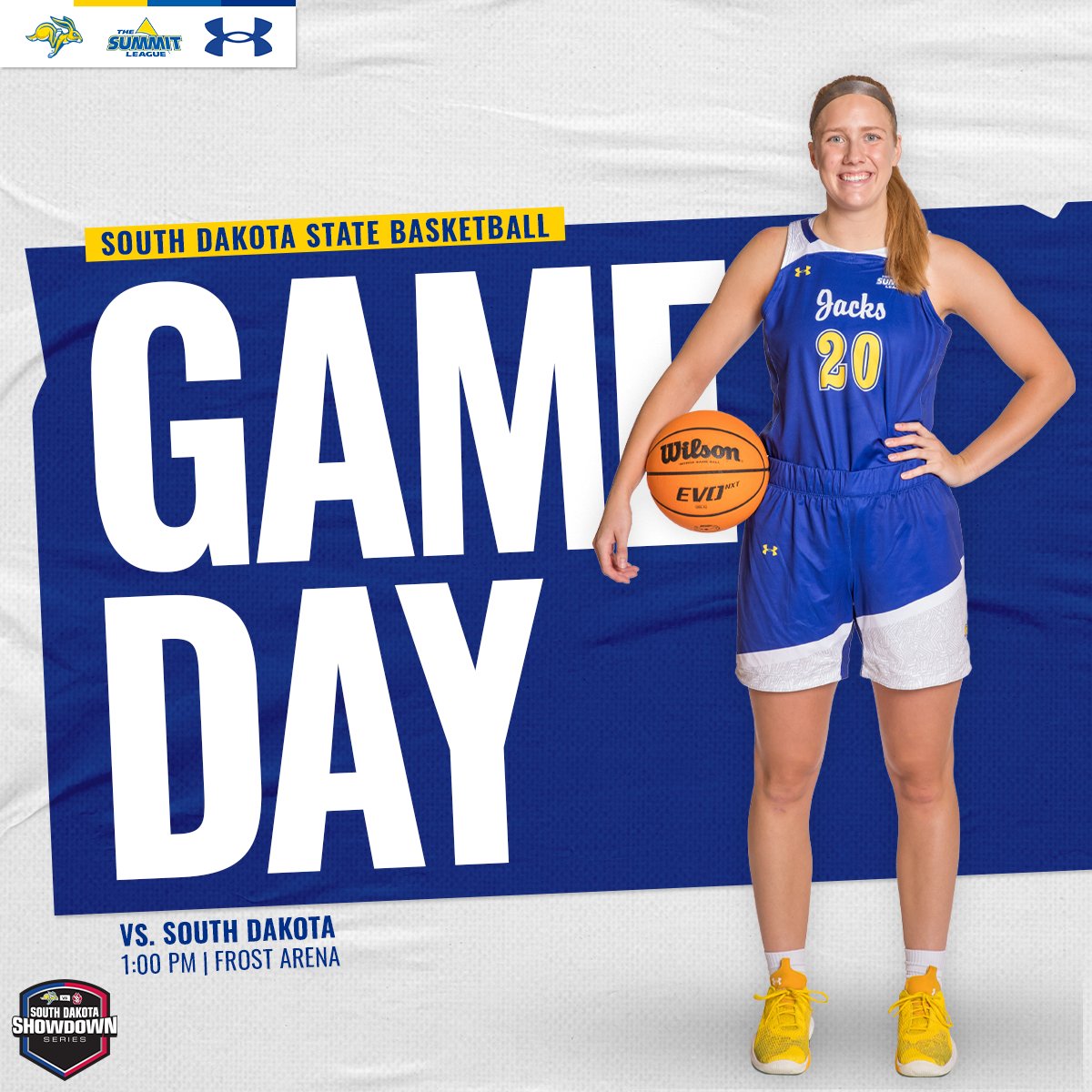 𝐒𝐨𝐮𝐭𝐡 𝐃𝐚𝐤𝐨𝐭𝐚 𝐒𝐡𝐨𝐰𝐝𝐨𝐰𝐧

🆚 » South Dakota
⏰ » 1 PM
📍 » Frost Arena
🔗 » linktr.ee/gojackswbb

#GoJacks🐰