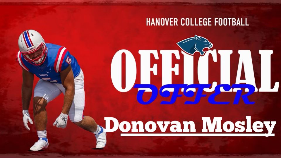 Damosley3's tweet photo. Blessed to receive my 3rd offer from Hanover College🟦🟥⬜️
@MTHEO12
@DLCoach_Danford 
@Coach_Pap_SC 
@Coach_SWilliams https://t.co/D2S4d0fA5H