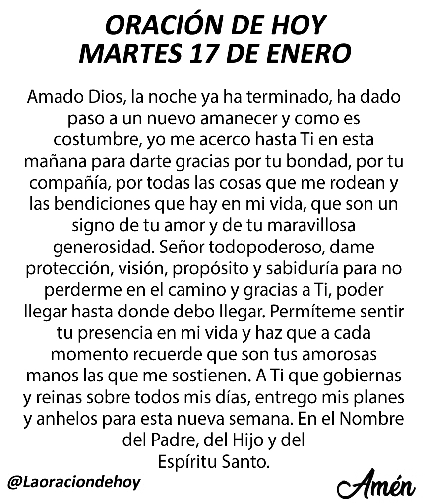 Oración diaria para hoy martes 17 de enero del 2023.