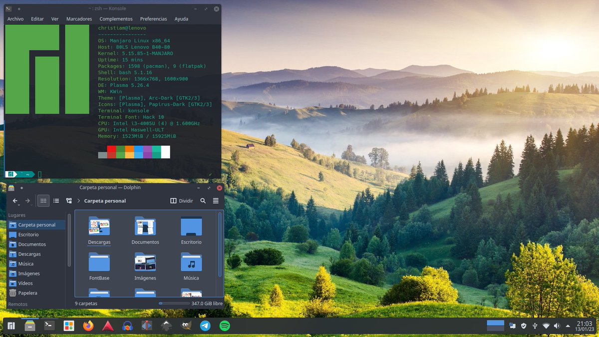 christiamgeek's tweet image. Mi #ViernesDeEscritorio con #ManjaroLinux con KDE Plasma. ¡Simplicidad pura!