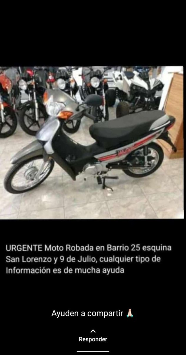 ManuelaACannata's tweet photo. Compartir por favor,la moto fue robada en Aguilares!! https://t.co/77C43zXllD