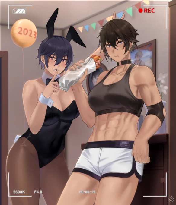 Rina and Sierra celebrating new years 