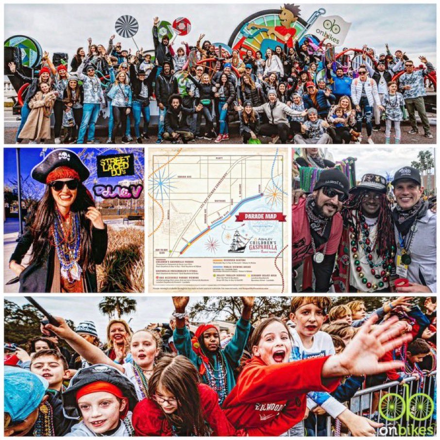 Arrrrgh, ye’ lil’ Scallywags🏴‍☠️! We hope to see you tomorrow along @CityofTampa’s Bayshore Blvd for the @GasparillaTampa Children’s Parade powered by @ChickfilA! We’ll be rockin’ the @onbikes_org Float with #StreetLacedDJs Ali V & @TBLightning’s own @GregWolfTBL on the🎙️! Let’s Go