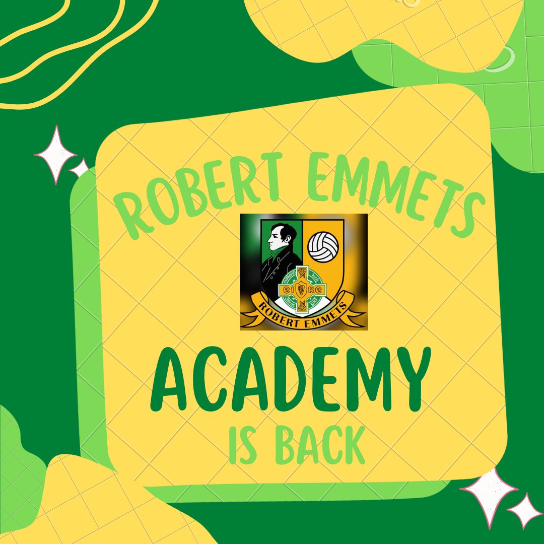 Robert Emmets Academy (3.5-7 years) 

It was great to see so many kids back at our Academy this morning. As always, we would love to see some new faces. The Academy trains at 10am in the Holy Spirit school but will be back training in Robert Emmets in the coming weeks.