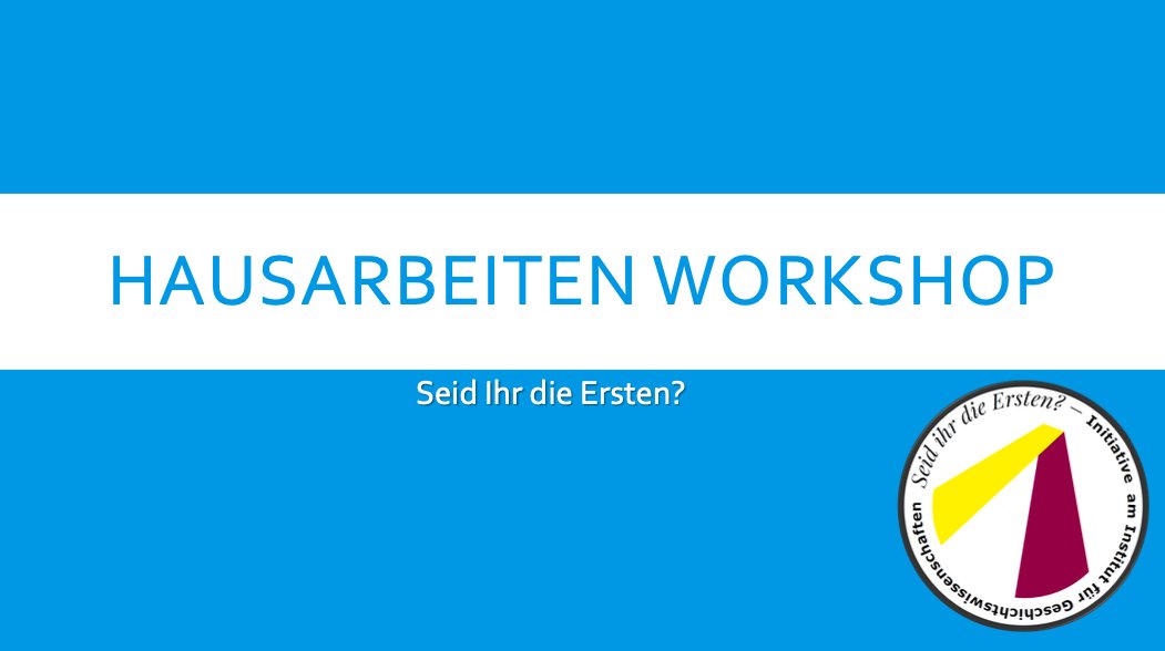 Wir haben uns sehr über das Interesse an unserem #Hausarbeitenworkshop bei der langen Nacht der Hausarbeiten gefreut! Danke an @FSIGeschichteHU für die Organisation! Habt ihr Interesse an der Präsentation? Dann schickt uns eine Mail: seidihrdieersten (at) gmx.de