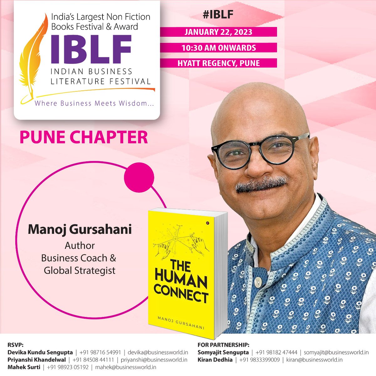 ManojGursahani's tweet photo. Will be speaking tomorrow 22 Jan in Pune at the India Business Literature Festival on the Secret Art of Effective Networking.
It's being curated by the #BusinessWorld Group under the leadership of @anuragbatrayo .
#TheHumanConnect #networking https://t.co/5bqSN0Ysmn