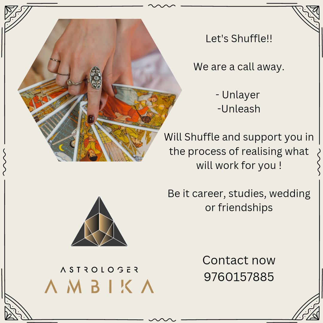 Let's Shuffle!!

We are a call away.

- Unlayer 
-Unleash

Will Shuffle and support you in the process of realising what will work for you !

Be it career, studies, wedding or friendships.
.
.
#FYP #tarot #FolloForFolloBack #explorepage #TarotReading #Contact #Like