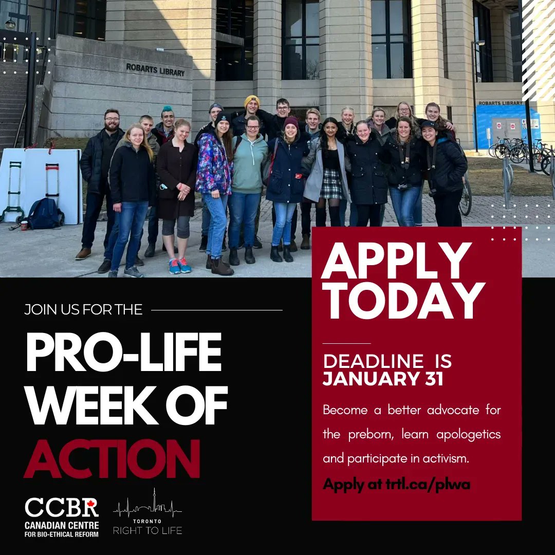 righttolifeTO's tweet photo. If you've been looking for an opportunity to be a pro-life advocate, here it is! Will you apply today? Will you become a voice for the voiceless?
#prolifeTO #prolife #prochoice #abortion #womensright #humanrights #endthekilling #toronto #canada https://t.co/l7WtuZrl7S