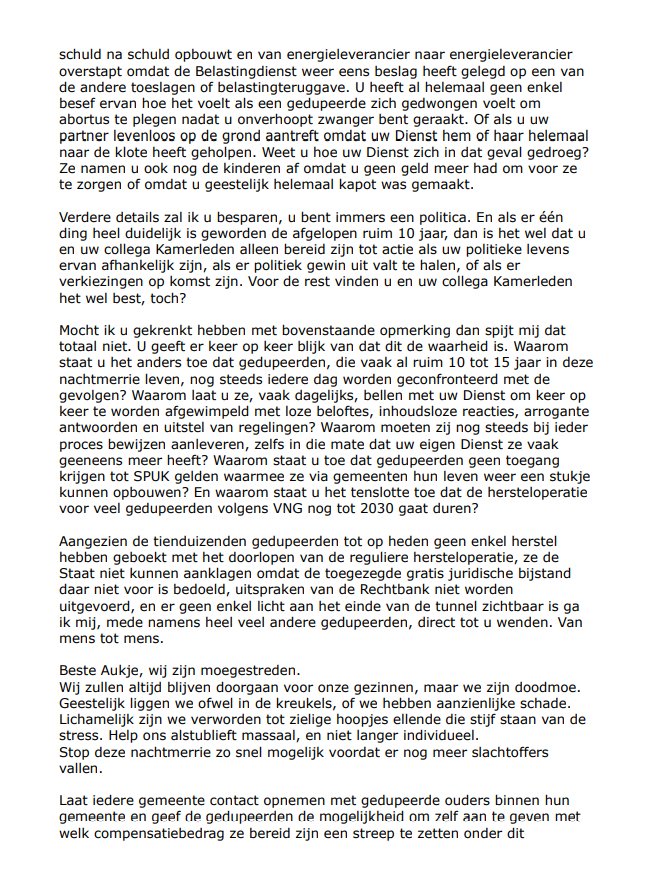 Chantalpaul9's tweet photo. ⚠️OPEN BRIEF AAN @Stas_TD ⚠️

Negeert u ons aub niet langer en stop deze jarenlange nachtmerrie voor (bijna) iedereen per direct.

Deel je de inhoud van deze brief? Deel hem dan op je tijdlijn.

We wensen @Stas_TD veel wijsheid toe in haar beslissing.

#toeslagenschandaal https://t.co/6zvL9hPB4g