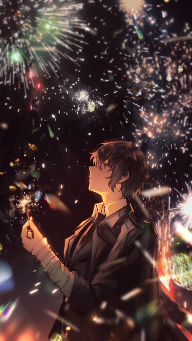 「aerial fireworks black hair」 illustration images(Latest)