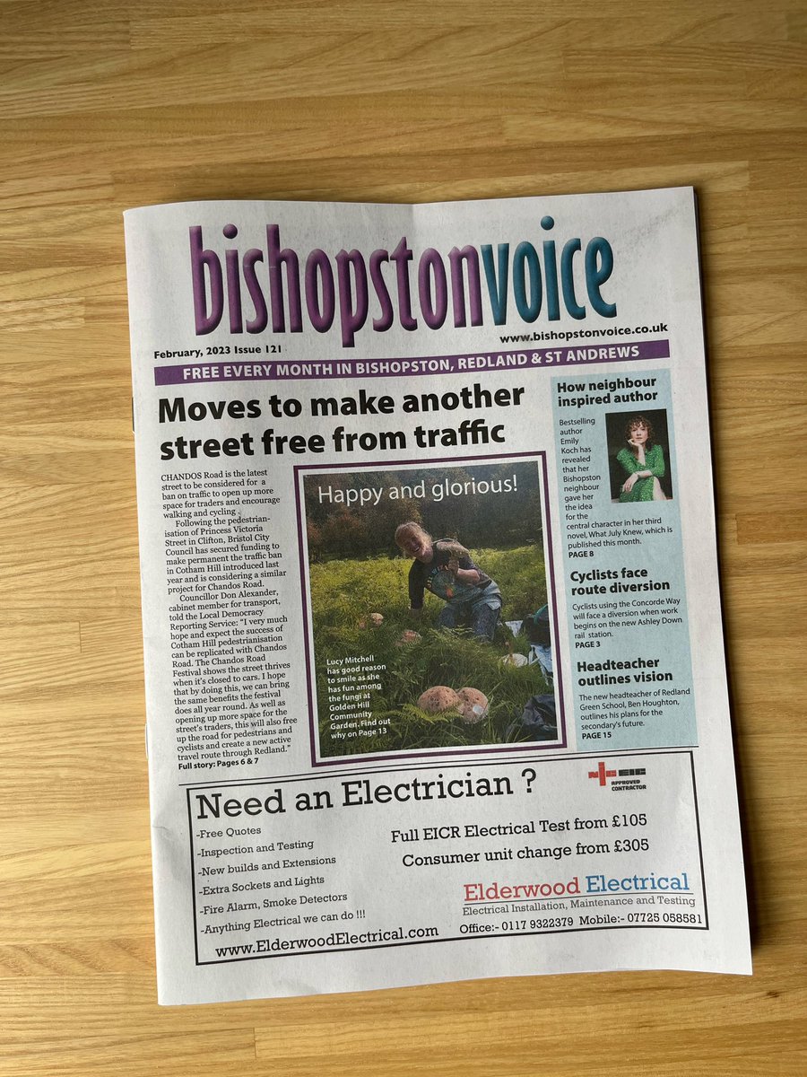 EmilyKoch's tweet photo. Thanks to my local mag Bishopston Voice for putting me on the front cover and this lovely piece inside about how my next door neighbour inspired #WhatJulyKnew! 

📸@FirstAvenueUK https://t.co/ZYvrps507E