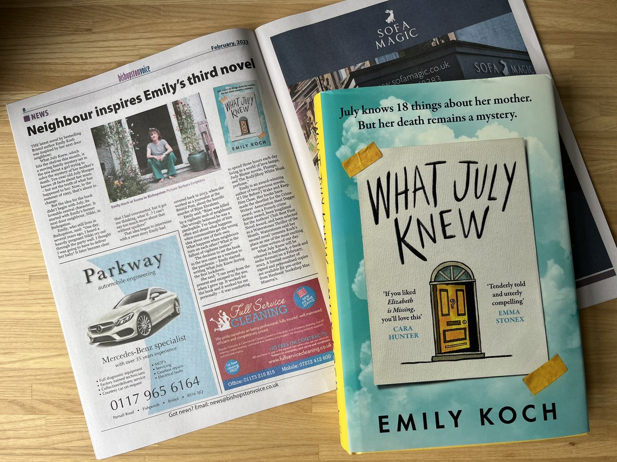 EmilyKoch's tweet photo. Thanks to my local mag Bishopston Voice for putting me on the front cover and this lovely piece inside about how my next door neighbour inspired #WhatJulyKnew! 

📸@FirstAvenueUK https://t.co/ZYvrps507E