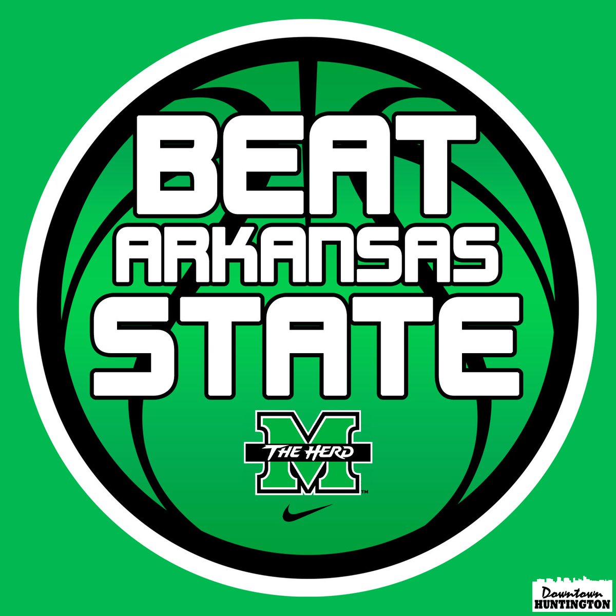 DowntownHWV's tweet photo. IT'S GAME DAY!!! @Herd_MBB travels to Arkansas State today at 3PM ET. The game will be broadcast live on ESPN+. #HerdNation #BeatArkState https://t.co/sLpRwld3H0