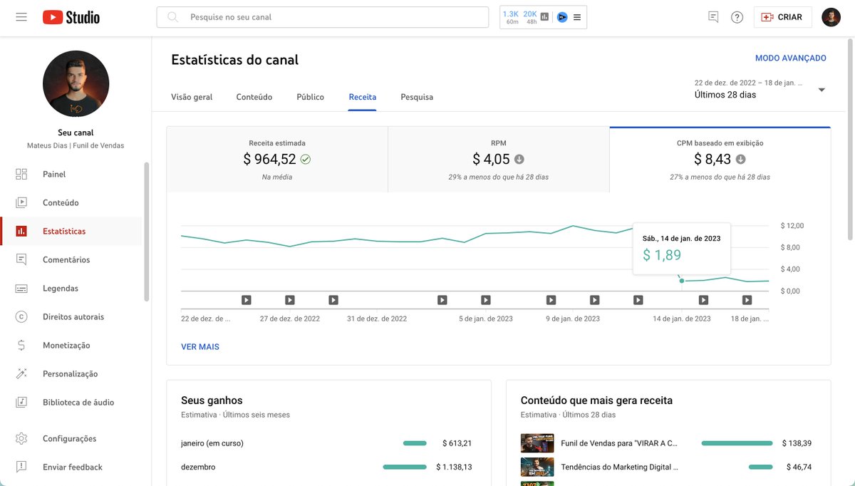 ddiasmatt's tweet photo. @loa_wisdom @StockStreetBlog @TeamYouTube Same problem here, I've already contacted the creator support several times and the answers are always the same.

invalid traffic
normal fluctuation

My CPM and RPM dropped 84% since 01/14/23

@johnkoetsier @TeamYouTube https://t.co/uqqqtBFDsX