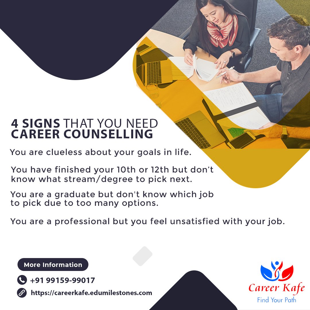 Careerkafeind's tweet image. Many youngsters are not aware of which #career would be suitable for them. Here you need to take help of a proper career #coach, who is #professionally qualified in career # counseling.
#careercounseling #career #careergoals #careerguidance #careerdevelopment #careercoach