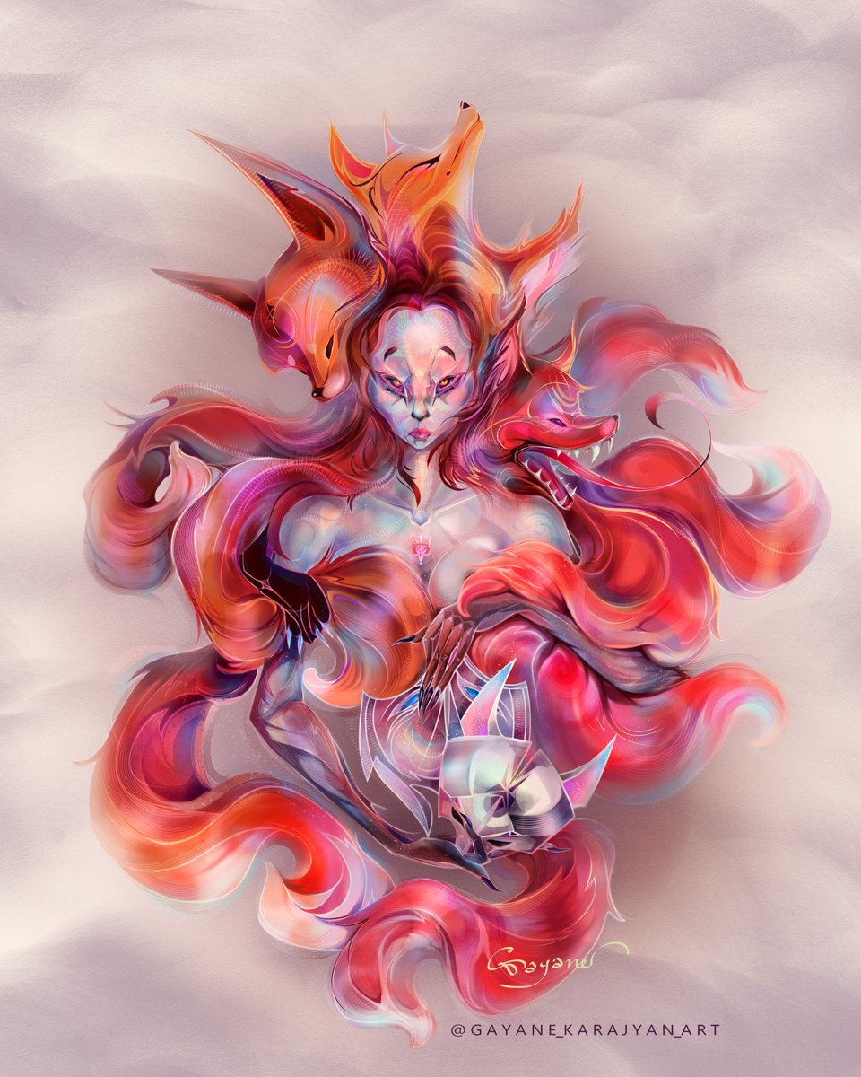 GKarajyan's tweet photo. #kitsune #狐 #きつね #creature #creaturedesign #fantasyart #fox #foxspirit #seventails #yokai #noai #noaiart #HumanArtist https://t.co/RJiOBf0uNN