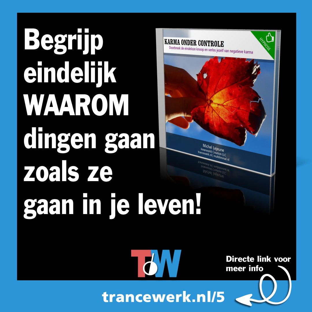Trancewerk's tweet photo. Krijg KARMA onder controle en verlos jezelf van een karmische belasting!

NIEUWE BLOG: https://t.co/nKiruFcR72

#trancewerk #hypnose #hypnotherapie #watishypnotherapie #hypno #psychotherapie #MichelLejeune #psyned #hypnosezorg #psycholoogopafstand #meditatie #mediteren #karma https://t.co/N1RQGNWZvw