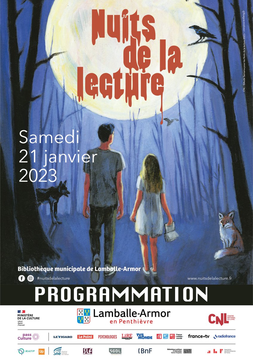 | Nuit de la lecture 📚 |

C'est aujourd'hui à la bibliothèque de Lamballe-Armor, sur le site de Lamballe !
Et vous, vous y serez ? N'attendez plus pour découvrir le programme 👉 bit.ly/3iyZIm9