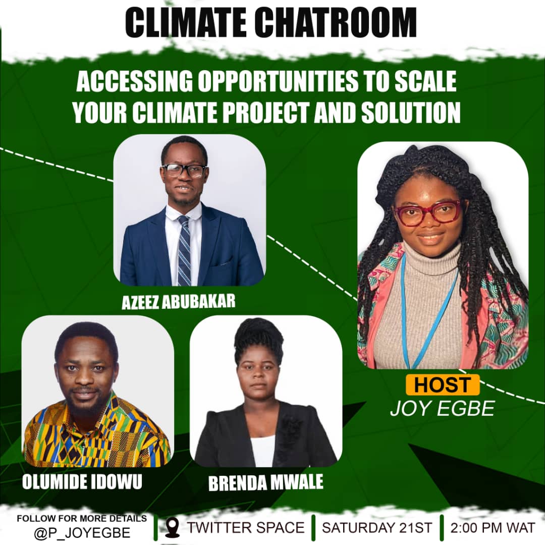P_JoyEgbe's tweet photo. To protect our #planet and accelerate #ClimateAction, Young people needs opportunities and platforms to help build solutions for the changing planet. Join us today and let's explore these opportunities 
Time: 2:00 pm WAT 
 Meeting link: https://t.co/mQwWzshNiL https://t.co/IpPKWUm3zz