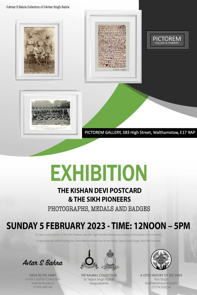 Exhibition for one day only Feb 5th. 12 to 5pm
23rd Sikh Pioneers
Photographs, Original Medals and Artifacts
#Sikhs #23rdSikhPioneers #SikhPioneers #SikhLightInfantry