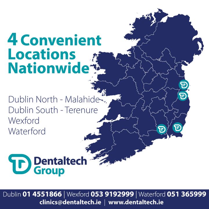 dentaltechgroup's tweet photo. Do you know that Dentaltech has 4 clinics nationwide? 🤔

Dublin (Malahide or Terenure) - 01 455 1866

Wexford Town - 053 91 92999

Waterford City - 051 365999

Email us - clinics@dentaltech.ie

#dentaltechgroup #dentures #dental #truefit #veneers #freeconsultation https://t.co/yD9cDduZXI