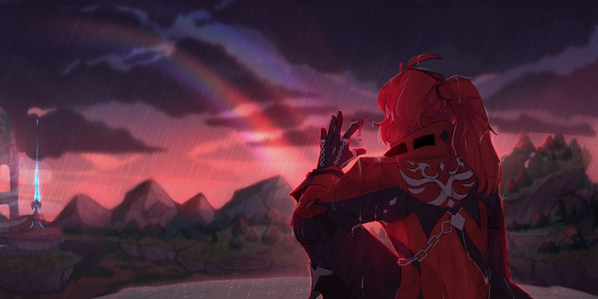 ovikqwas's tweet photo. " Listen, as long as you stick to your own path, it doesn't matter what Mother-Nature throws at you."

#GenshinImapct #Diluc #fanart #FanArtContest https://t.co/KkFAK15Kta