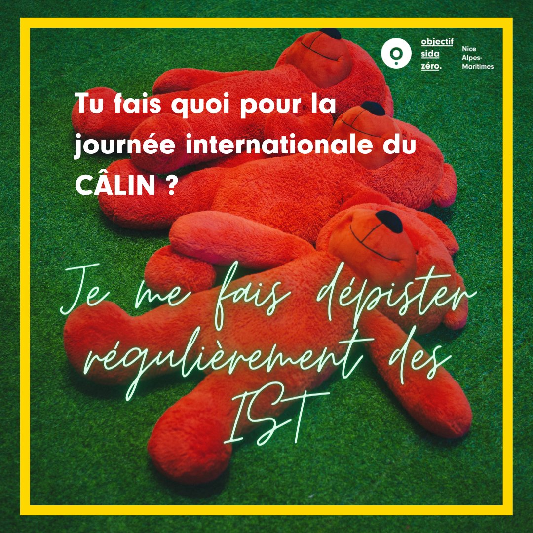 SidaZeroNice's tweet photo. Tu fais quoi pour la journée internationale du #câlin ? 
Je me dépiste régulièrement des IST
#InternationalHugDay #SanteSexuelle #dépistage #IST 
📍 retrouve toutes les info sur ta santé sexuelle sur https://t.co/lljfsSy44u https://t.co/hvmAEzFT9V