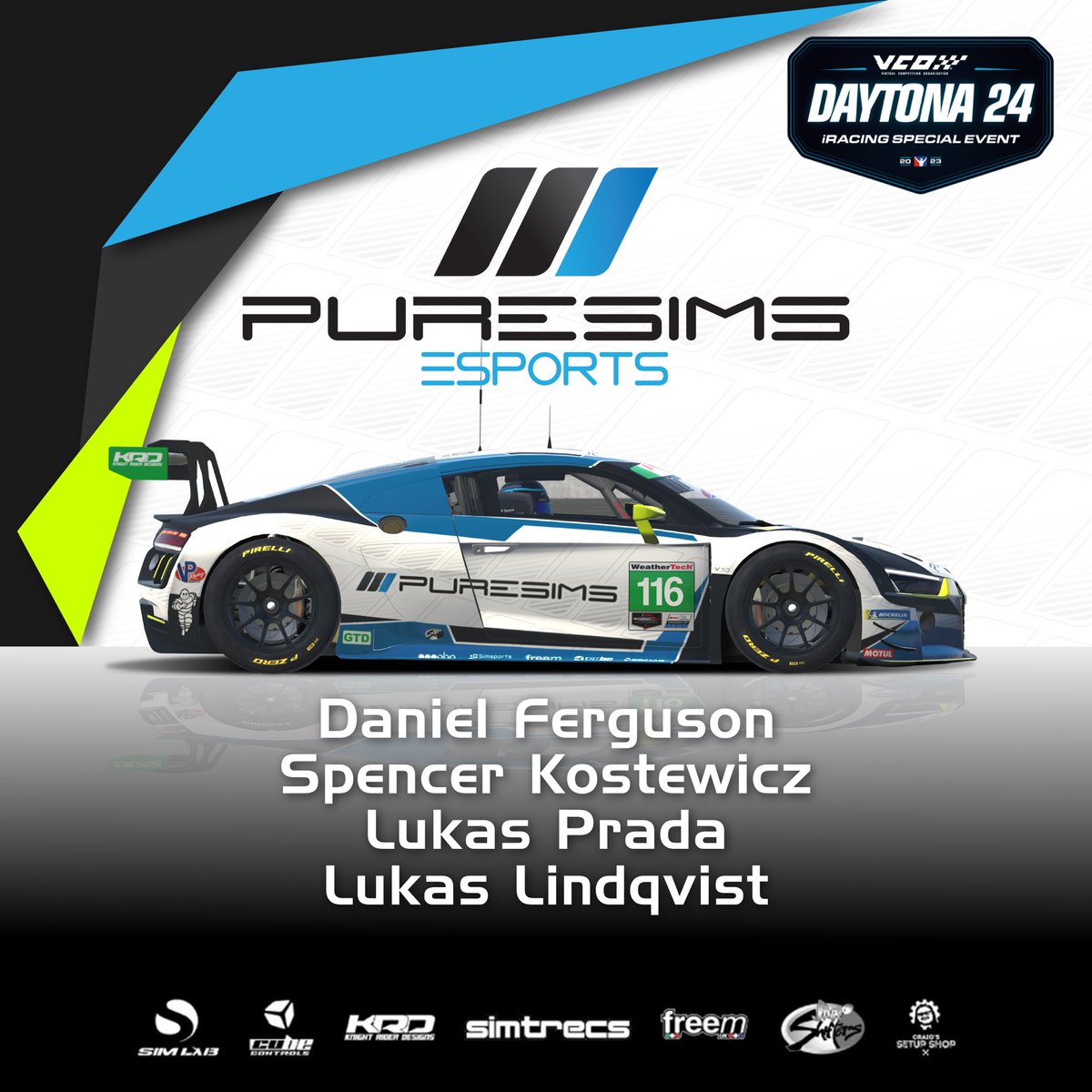 Race day!

The first special event of the year gets underway today, the Daytona 24 hours.

⏰ 1230 GMT
📺 twitch.tv/vcoesports

#WeArePure 
⚫️⚫️🔵