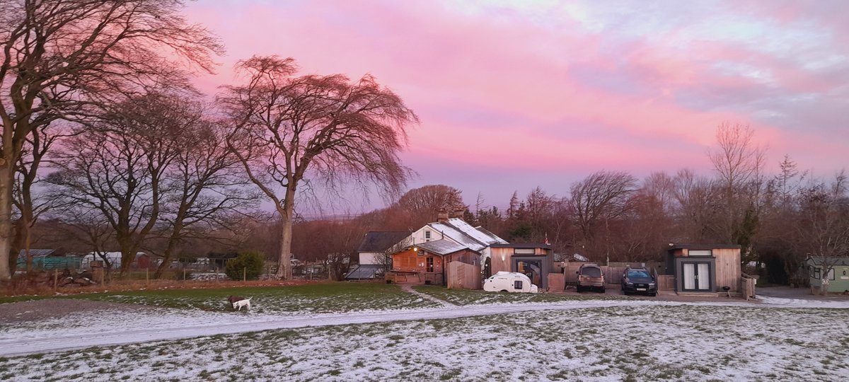 Its a beautiful morning here #cumbria #LakeDistrict #uk #sunrise #winter #snow #holiday #glamping #hottub