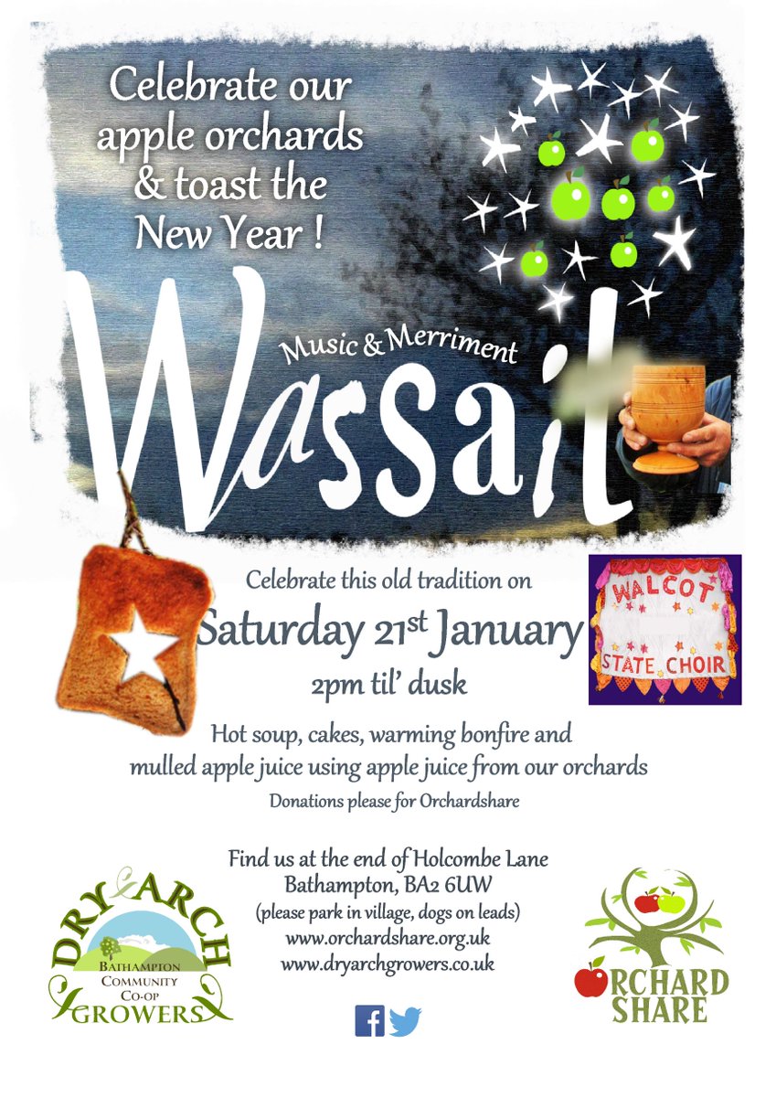 Orchardshare's tweet photo. Come Wassailing today! Bring your pots and pans to bang. It's going to be sunny and chilly. 2pm @dry_arch https://t.co/VSBchZ05vC