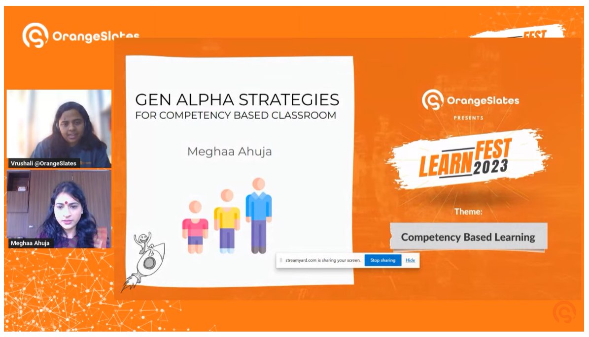 OrangeSlates's tweet photo. Informative session by Megha Ahuja | Session 4 | Gen Alpha Strategies for CBE
#orangeslates #orangeslatesforteachers #education #learning #video #live #orangeslates #learnfest2023 #teachers #educators #education #educational #learnfest #competancybasedcurriculum https://t.co/TlbjovNJBh