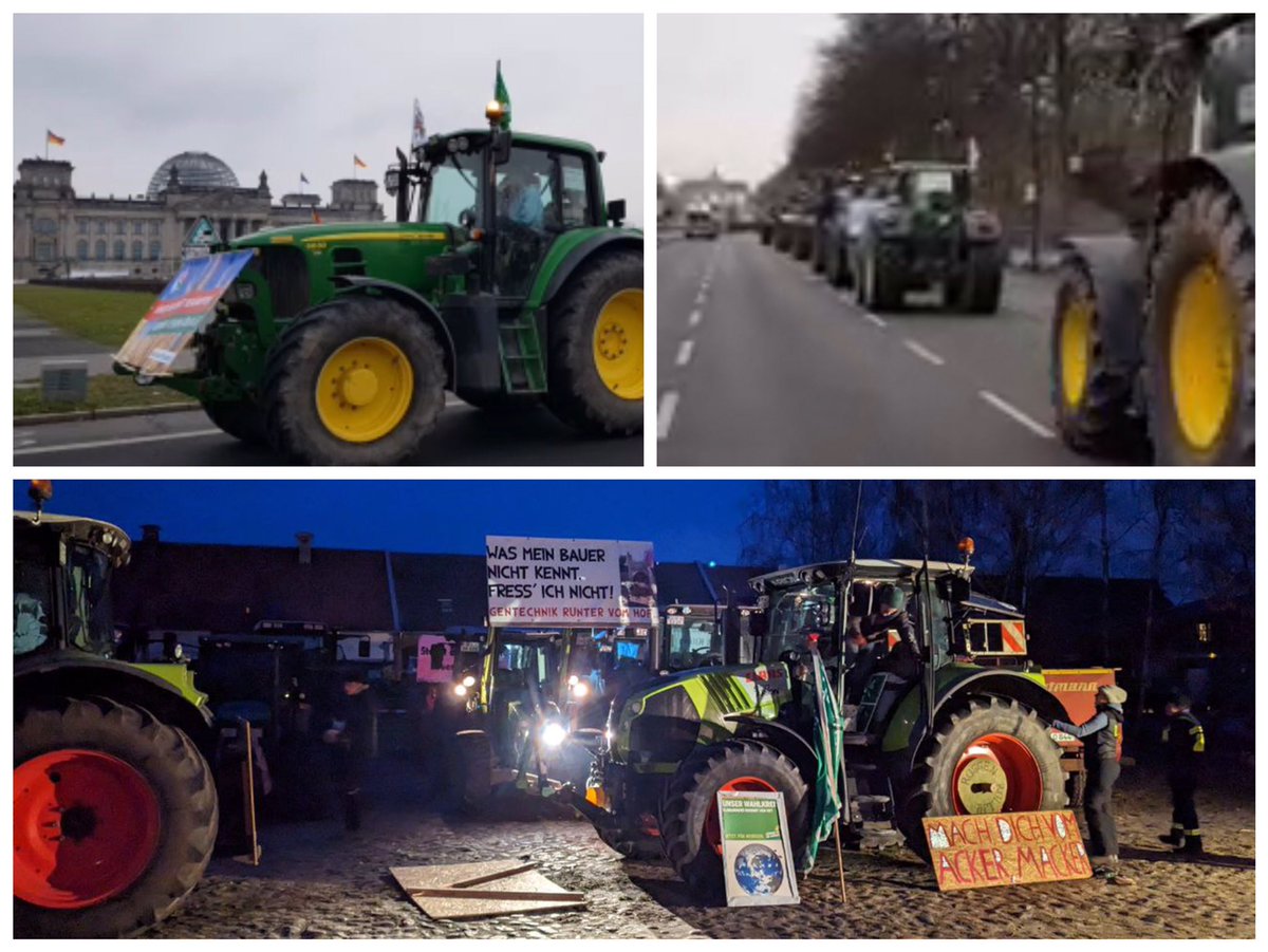 Die BäuerInnen haben die Trecker in aller Frühe geschmückt und sind auf dem Weg zum Brandenburger Tor. Auch das <a href="/EsLebeDieBiene/">Aurelia Stiftung</a>-Team &amp; viele #ImkerInnen gehen heute für eine bienenfreundliche, enkeltaugliche Landwirtschaft auf die Straße. #SaveBeesAndFarmers! #WirHabenEsSatt
🐝🚜