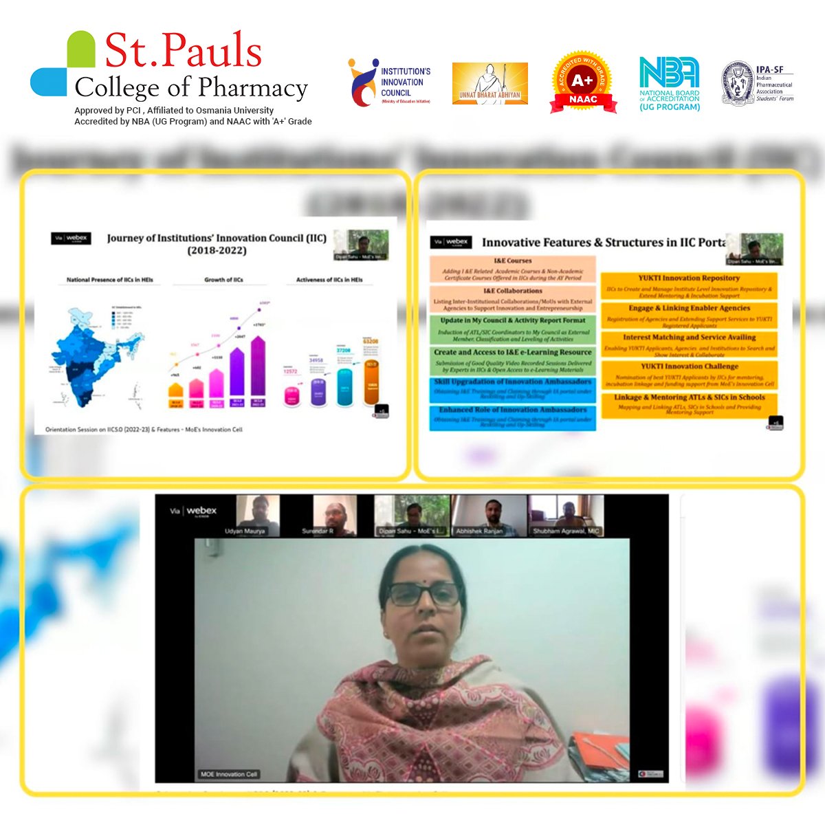 stpaulspharmacy's tweet photo. St.Pauls IIC has attended virtual orientation Session on 11th January 2023, at 11.00 am
#StPauls #StPaulsCollegeOfPharmacy #IIC #Innovations #Ambassadors #Features #KeyInitiatives #PharmacyStudents #PharmacyCollege #PharmacyCollegesInHyderbad #BPharmacyCollegesinHyderabad #MPharm https://t.co/QNqbCHDEGN