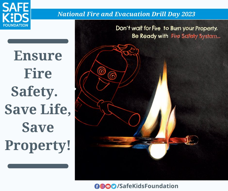#NationalFireandEvacuationDrillDay 2023

Ensure Fire Safety. Save Life, Save Property!

#SafeKidsFoundation #SafePune #PMRDA #PMC #ChildInjuryPrevention #childsafety #FireSafety #burnprevention #punefirebrigade #childinjury #childsafety #socialresponsibility #socialimpact #Pune