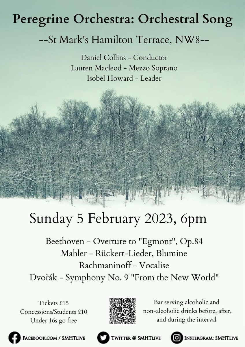 SMHTlive's tweet photo. Sunday 5 February: Peregrine Orchestra: Orchestral Song - Daniel Collins conducts Beethoven, Mahler, Rachmaninoff, and Dvořák @The_LRMA @MaidaValeNews @bktimes @leodorloud @StMark_HT @tweet_too_woo https://t.co/lBl1ZsfahV