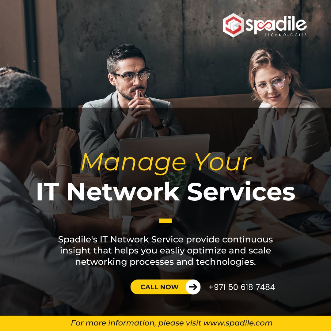 IT Networking Services

📞 +971 50 618 7484
🌐 bit.ly/3QGEkHV
📧 info@spadile.com

#itinfrastructure #infrastructure #networksecurity #Networksolution #networksolutions #manageditservices #managedserviceprovider #managedserviceproviders #manageditservice #cybersecurity