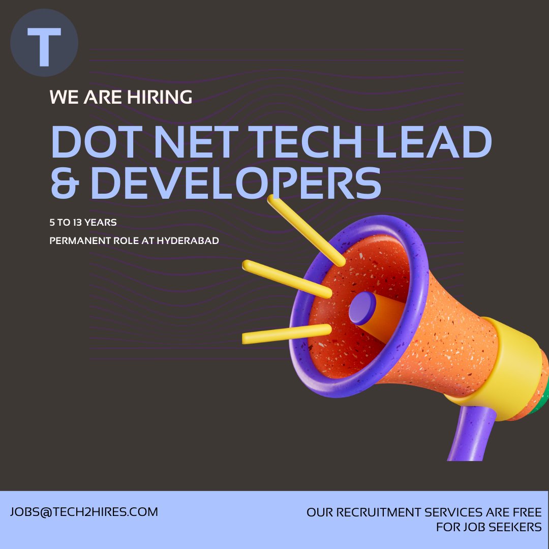Tech2hires's tweet image. Must have strong expertise in .Net Core 2.0, MVC with TDD, Web API, JQuery, C#.Net, ASP.Net and SQL Server

#dotnetdeveloper #hiring #hyderabadjobs #Rajniranjan #tech2hires #dotnetcore #dotnetcoredeveloper #webapi #mvc #csharp #sqlserver #mvc #javascript #jquery