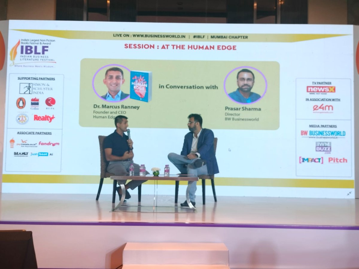 BWBusinessworld's tweet image. Live: DR. @docmranney, Founder &amp;amp; CEO, Human Edge discussing his book 'At the Human Edge' with PRASAR SHARMA, Director, BW Businessworld at Indian Business Literature Festival #IBLF #MumbaiChapter

Join On: bwevents.co.in/india-business…