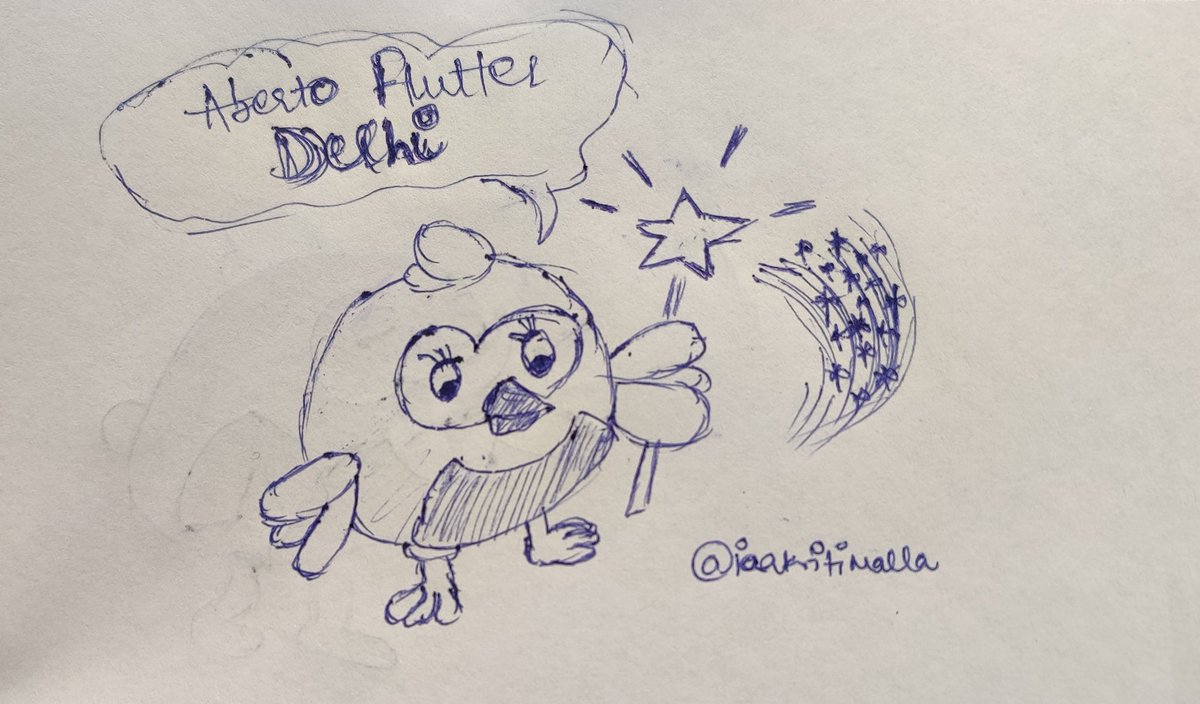 iaakritimalla's tweet photo. Might not be the best doodle of this cutie, but he sure is casting spell to open the doors to new beginnings, opportunities, events and fun with @DelhiFlutter 

#dashdayout #flutter #flutterdelhi https://t.co/K96ZqQBZAn