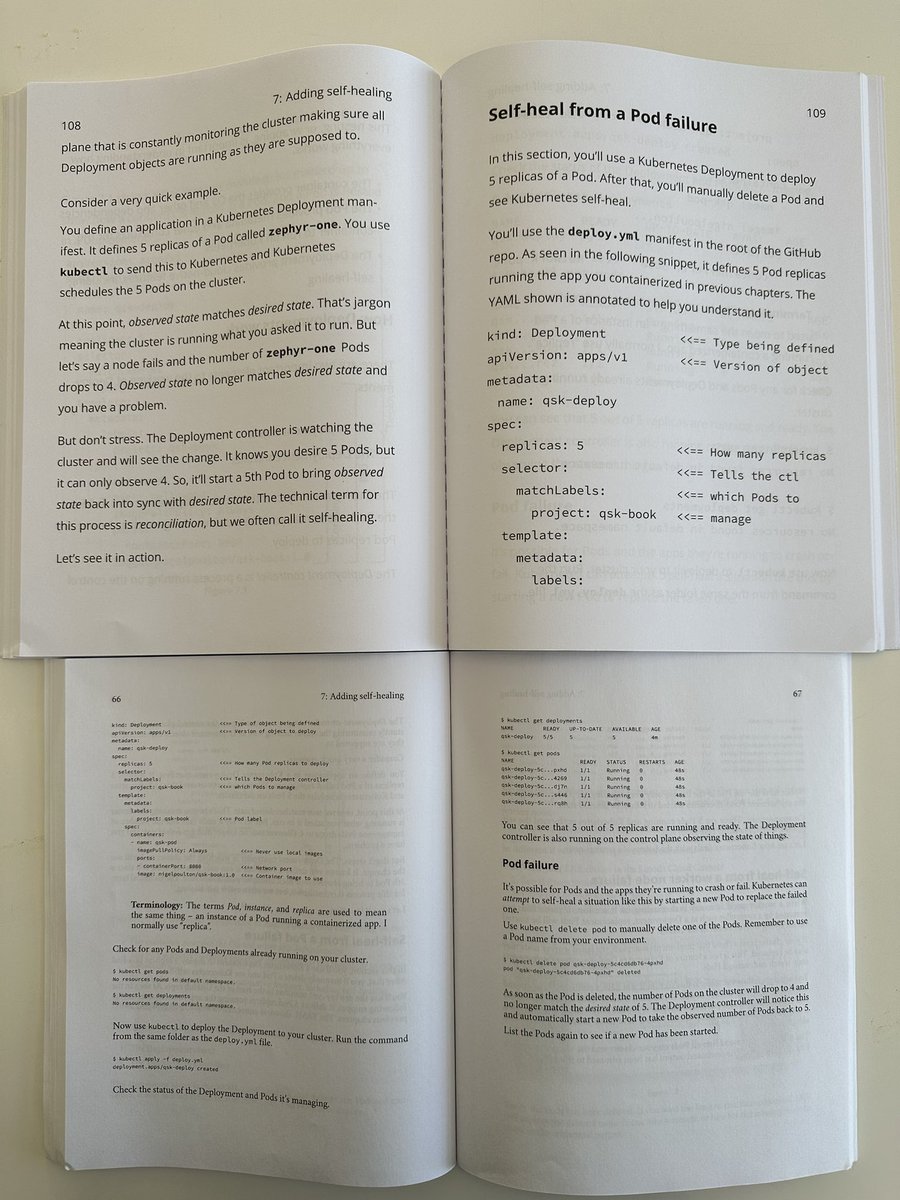 nigelpoulton's tweet image. Proof copies of my new LARGE-PRINT edition of Quick Start Kubernetes just arrived and I&apos;m absolutely loving it!!

Here&apos;s s couple of side-by-sides comparing it with the normal paperback. 

#Kubernetes #largeprintbooks #learnkubernetes