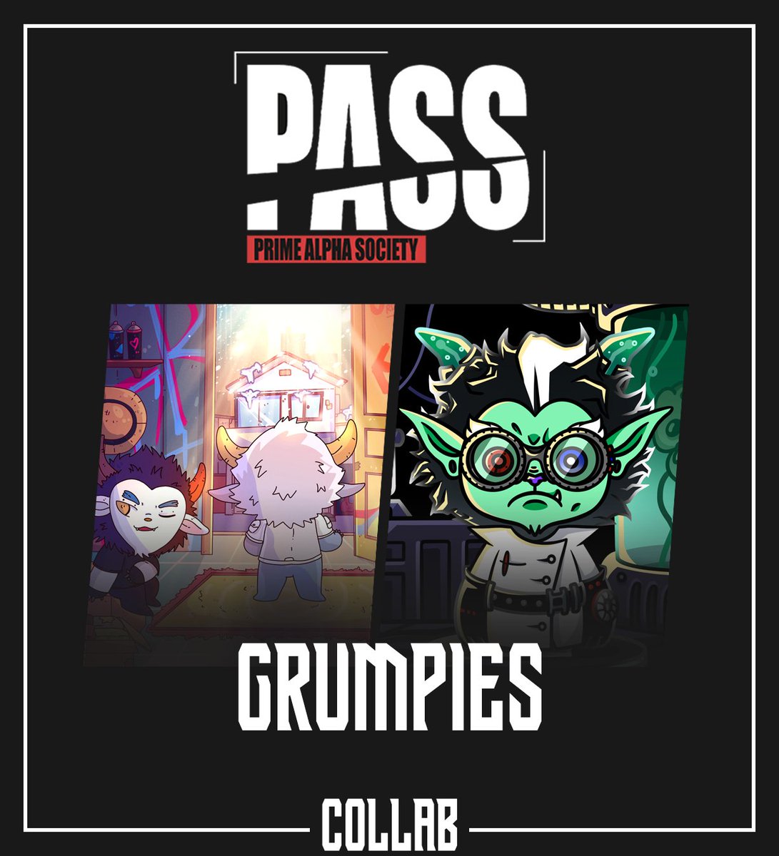 🎁 WL GIVEAWAY! 🎁

•  PASS x GRUMPIES•

We are giving away;
• 3x Grumpies🎟️WL SPOTS

To Enter; 
• Follow <a href="/PrimeXAlpha/">PASS Official</a> &amp; @NFTGrumpies 
 • Retweet + Like this post!
• Tag Friends!

For more luck try premint!
premint.xyz/pass-x-grumpie…
⌛48 Hours

#giveaway #WLgiveaway #NFTs