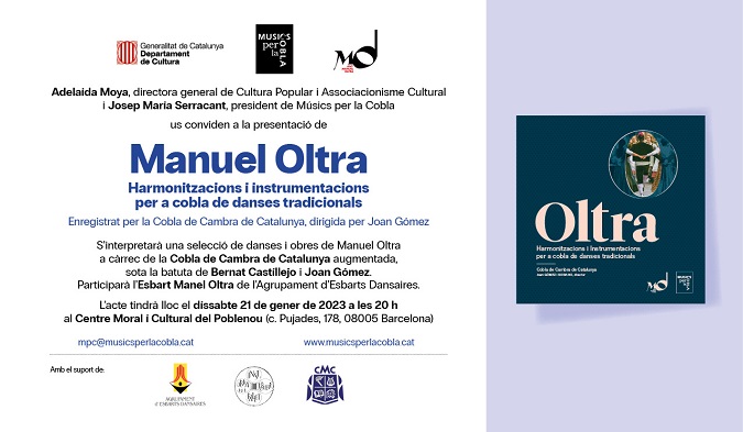 Avui a les 20 hores, concert homenatge a Manuel Oltra amb motiu del centenari del seu naixement al <a href="/cmcpoblenou/">CENTRE MORAL I CULTURAL DEL POBLENOU</a>, organitzat per <a href="/cultura_cat/">Cultura</a> i <a href="/Musicsxlacobla/">Músics per la cobla</a>. 
5 dels dansaires de l'Esbart Olesà participen en l'acte ballant amb l' Esbart Manuel Oltra. 

#homenatge #cultura