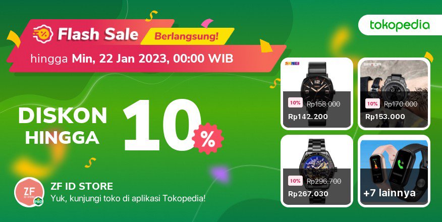 Kejar penawaran eksklusif di Flash Sale dari ZF ID STORE hanya di <a href="/Tokopedia/">Tokopedia</a>. Hanya sampai 22 Jan 2023 pukul 00.00 WIB! tokopedia.link/tQbE7vxALwb