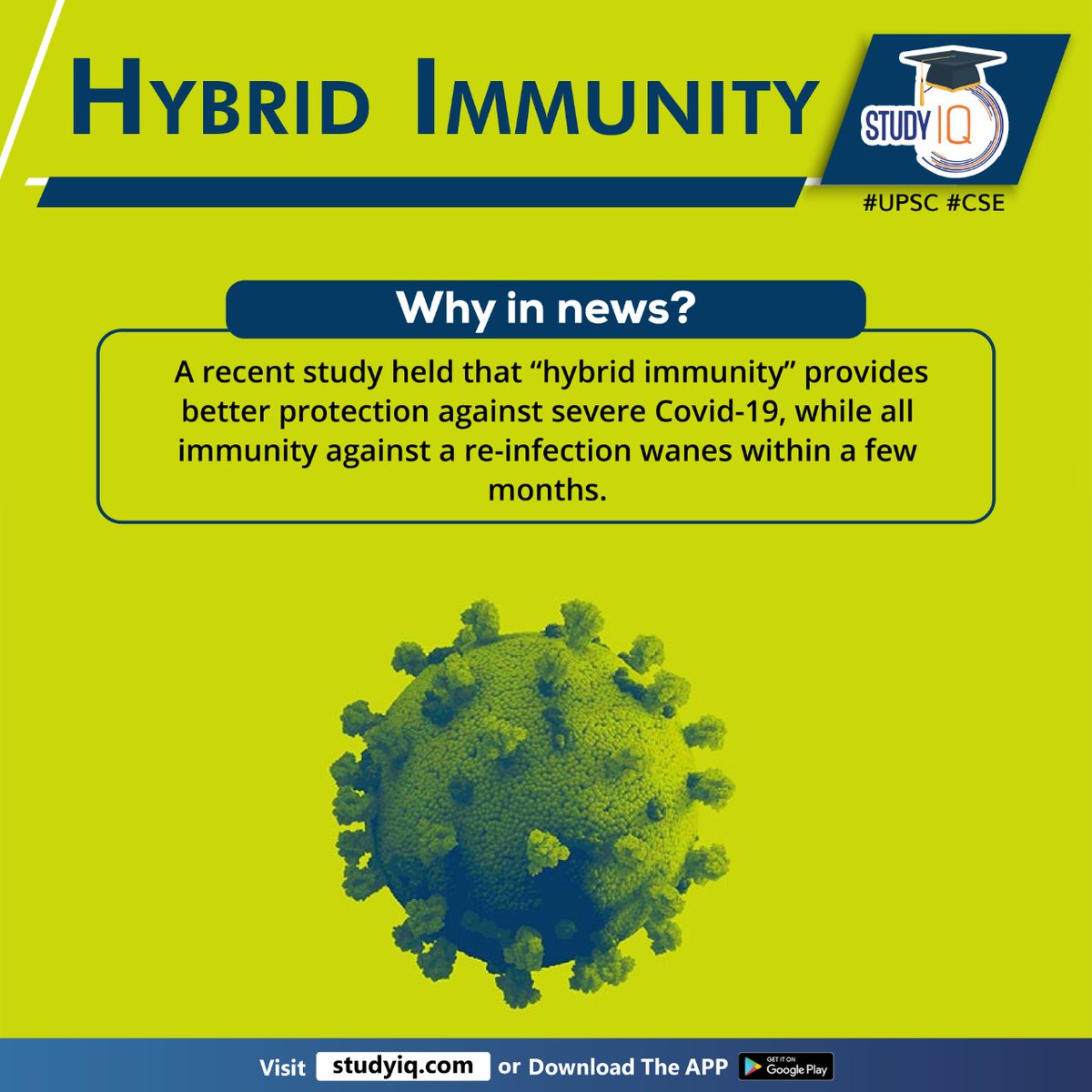 upsciq's tweet photo. Hybrid Immunity

#hybridimmunity #whyinnews #covid19 #immunity #infectionplusvaccines #boosterdoses #primarydoses #immunologicaladvantage #bcells #vaccination #memorybcell #mbc #blymphocyte #immunesystem #cells #pathogens #viruses #upsc #cse #ips #ias https://t.co/bCYjH74Jh8