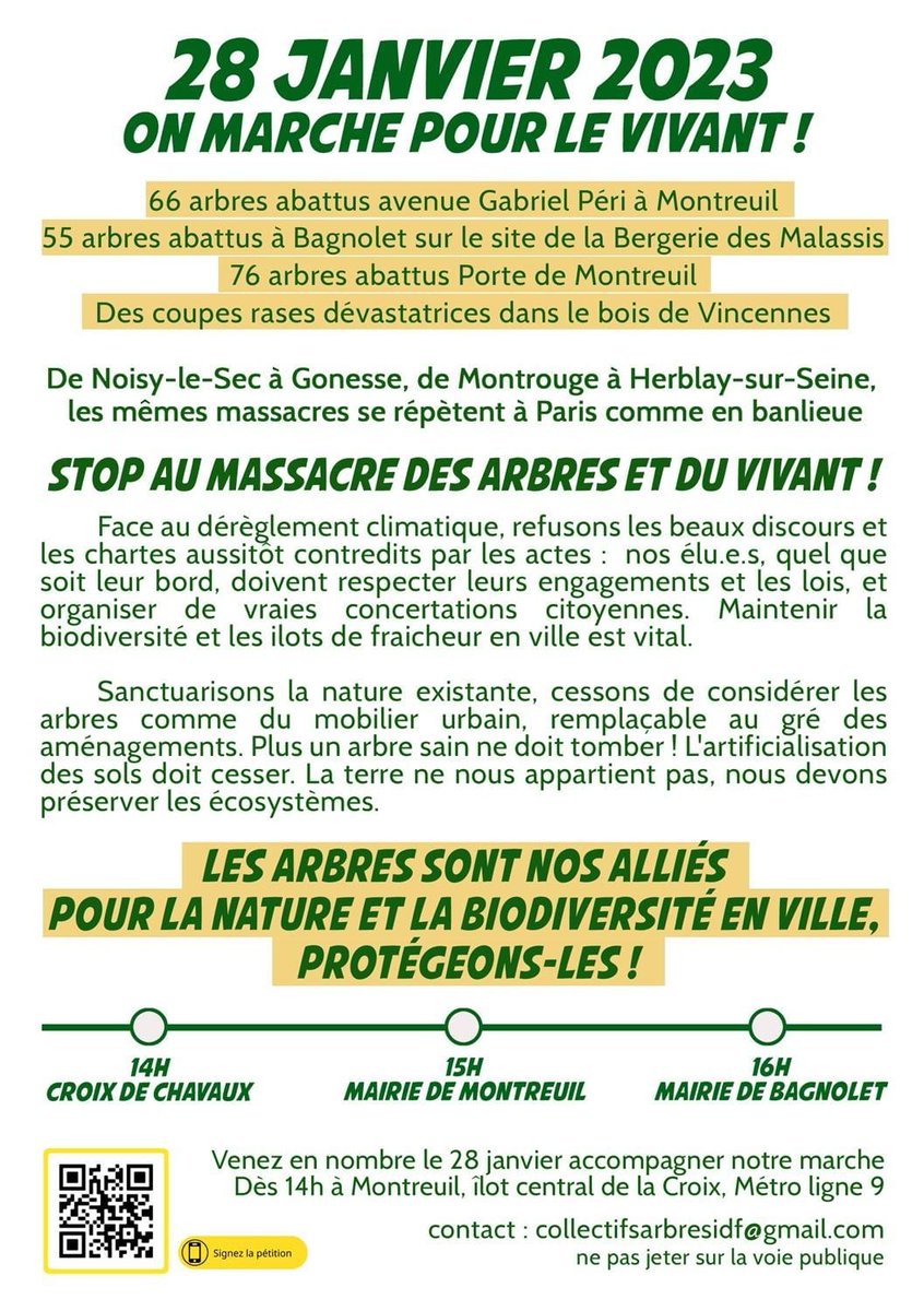 💪Le <a href="/GNSA_arbres/">GNSA 🌳 Groupe National de Surveillance des Arbres</a> et <a href="/BrailThomas/">Thomas Brail</a> soutiennent cette marche pour le vivant et seront présents lors de cette manifestation. Venez rejoindre les associations pour dire #NON au massacre des arbres et du vivant ! #arbres #vivant #massacre